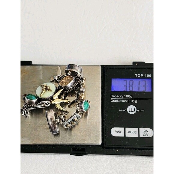 Sterling Silver Mars & Valentine Bee Birds Multi Stone Rare Retired Bracelet - Picture 13 of 13